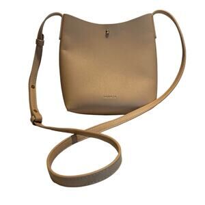 Women's Samara Vegan Leather Crossbody Handbag Beige, EUC